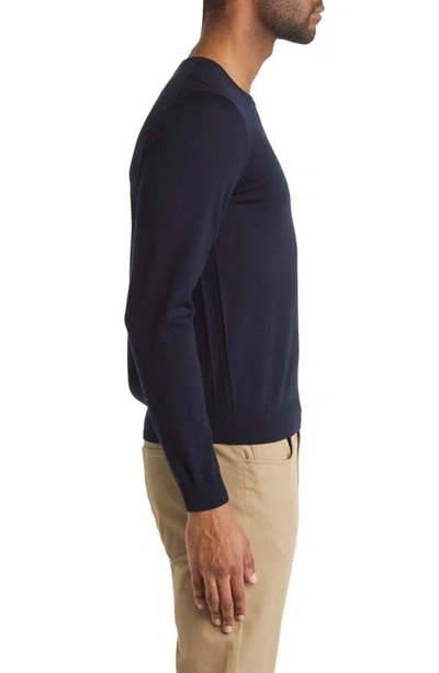 Shop Hugo Boss Boss Leno Virgin Wool Crewneck Sweater In Dark Blue