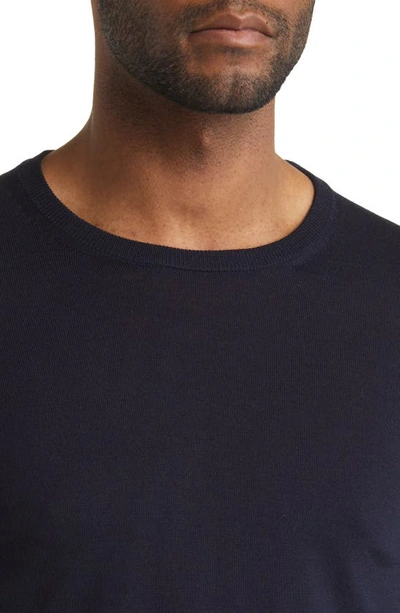 Shop Hugo Boss Boss Leno Virgin Wool Crewneck Sweater In Dark Blue