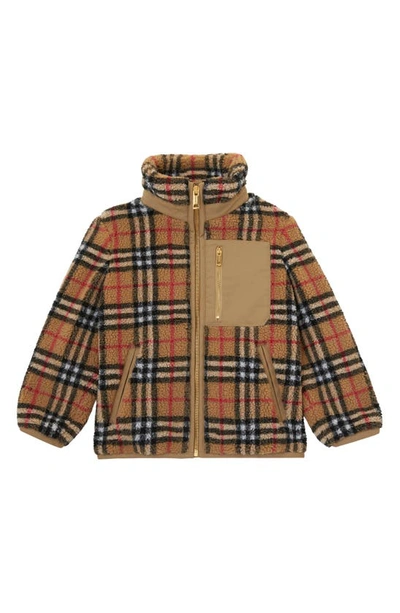 Burberry Kids Childrens Vintage Check Fleece Funnel Neck Jacket