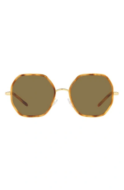 Shop Tory Burch 55mm Geometric Sunglasses In Light Wood