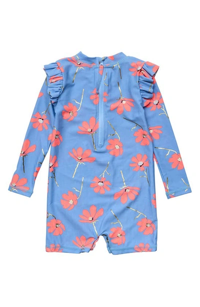 Shop Snapper Rock Beach Bloom Long Sleeve One-piece Rashguard Swimsuit In Blue