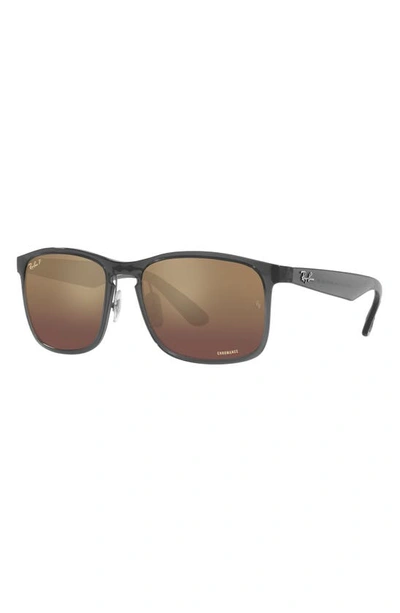 Ray Ban 58mm Rectangle Sunglasses In Grey