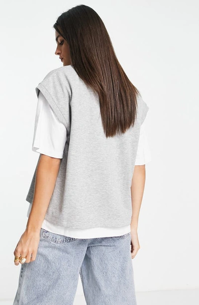 Asos Design T-shirt & Sweater Vest In Light Grey