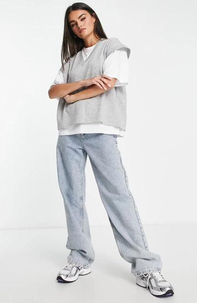 Asos Design T-shirt & Sweater Vest In Light Grey