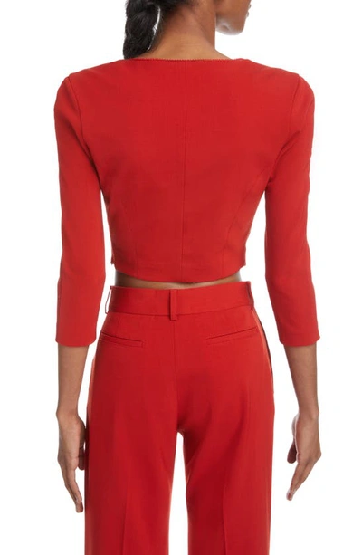 Shop Acne Studios Tekla Square Neck Gabardine Crop Top In Red