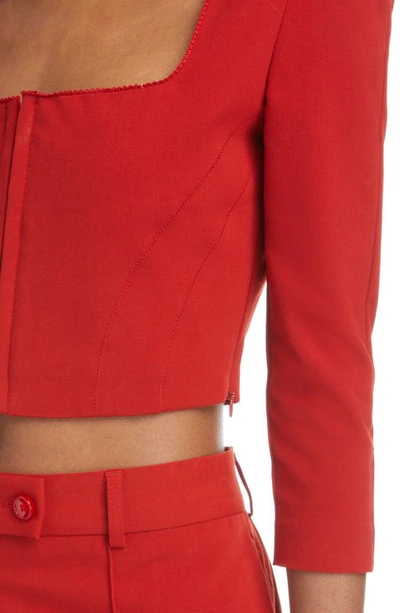 Shop Acne Studios Tekla Square Neck Gabardine Crop Top In Red