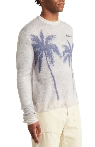 Shop Noon Goons Palms Crewneck Sweater In Cream/ Navy