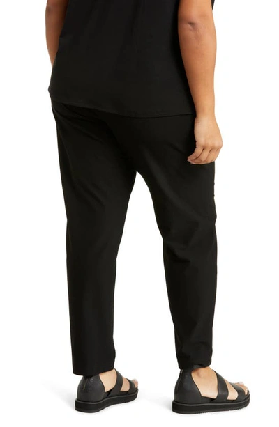 Eileen Fisher Plus Size Washable Stretch-crepe Slim Ankle Pants In Black
