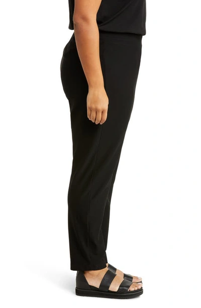 Eileen Fisher Plus Size Washable Stretch-crepe Slim Ankle Pants In Black