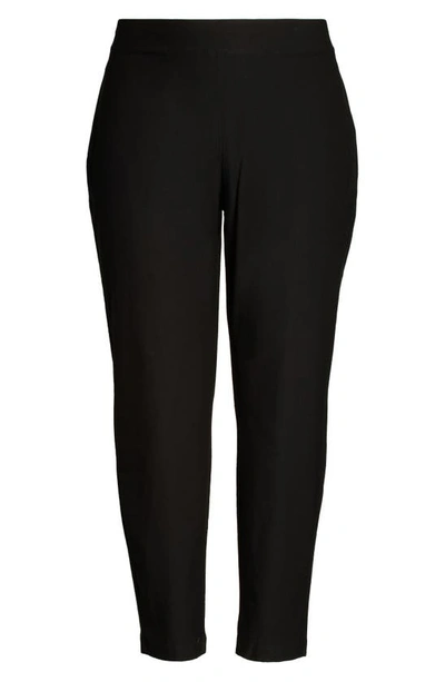 Eileen Fisher Plus Size Washable Stretch-crepe Slim Ankle Pants In Black