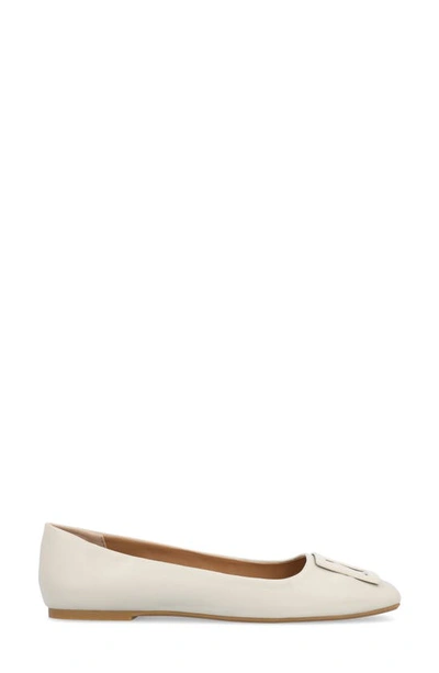 Journee Collection Zimia Square Buckle Flat In Beige