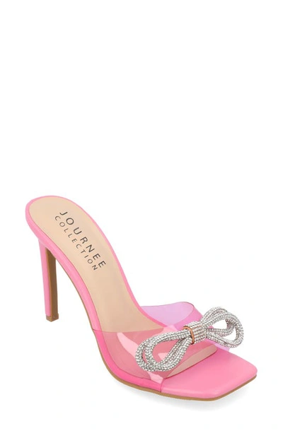 Journee Collection Fenella Embellished Clear Strap Stiletto Sandal In Pink