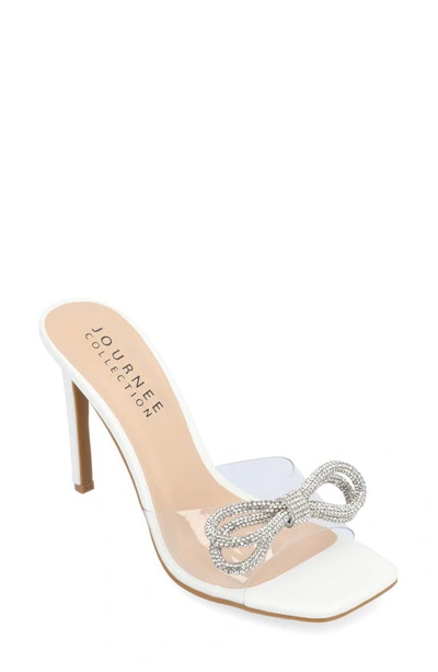 Journee Collection Fenella Embellished Clear Strap Stiletto Sandal In White