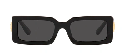 Shop Dolce & Gabbana Dg4416 501/87 Rectangle Sunglasses In Grey