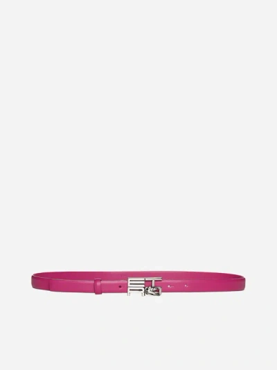 Shop Etro Logo-buckle Leather Belt In Pink
