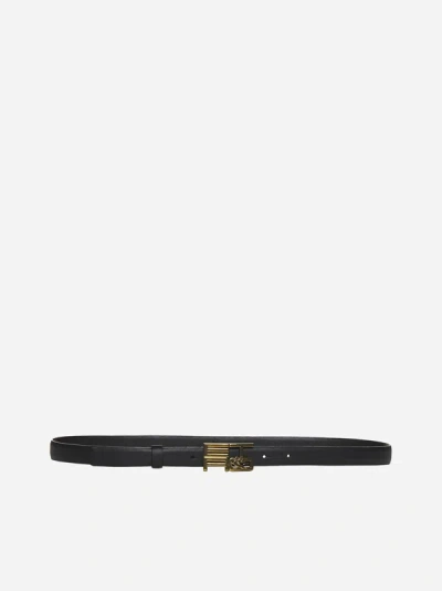 Shop Etro Logo-buckle Leather Belt In Black