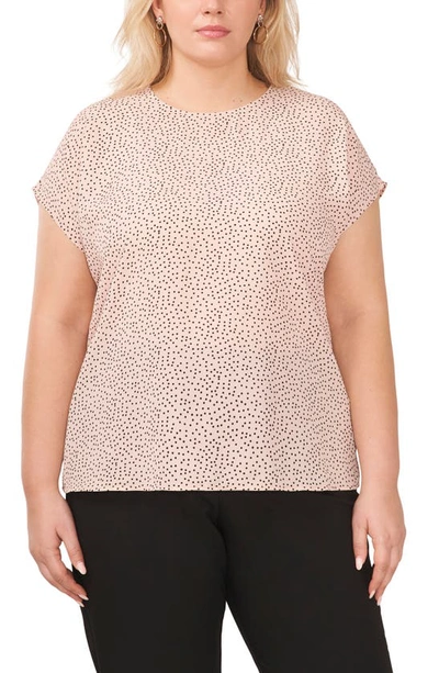 Shop Halogen ® Crewneck Cap Sleeve Top In Pink Smoke-black Dotty Print