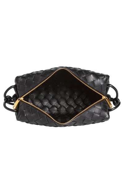 Shop Bottega Veneta Large Loop Intrecciato Leather Shoulder Bag In 8425 Black-gold