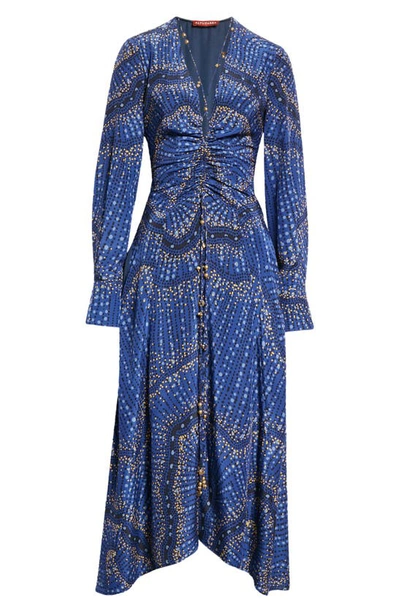 Shop Altuzarra Mila Long Sleeve Silk Dress In 254406 Berry Blue
