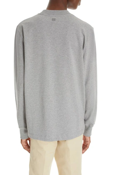 Ami Alexandre Mattiussi Ami Paris Ami De Coeur Logo Embroidered Long-sleeved T-shirt In Heather Grey