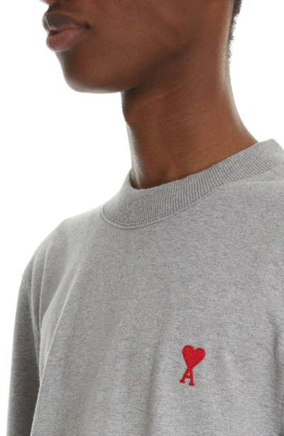 Ami Alexandre Mattiussi Ami Paris Ami De Coeur Logo Embroidered Long-sleeved T-shirt In Heather Grey