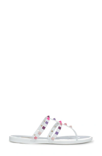 Shop Valentino Rockstud Jelly Flip Flop In 7am Bianco/ Multicolor Pink Pp