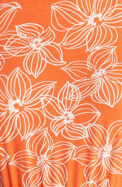 Loveappella Floral Tie Waist Halter Knit Maxi Dress In Tangerine