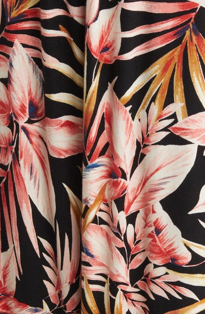 Shop Loveappella Palm Print Surplice V-neck Knit Maxi Dress In Black/ Marsala