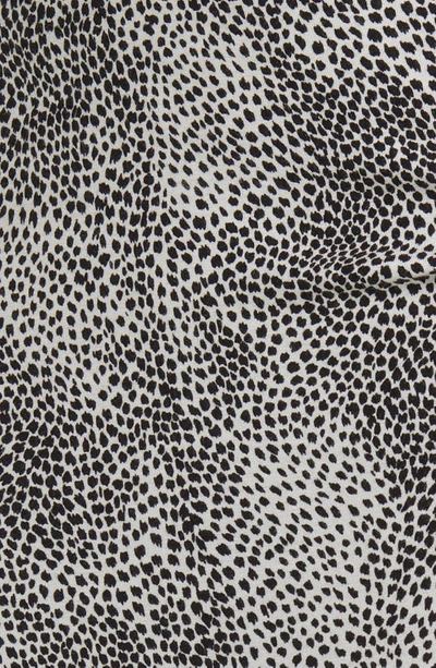 Loveappella Spot Print Ruched Knit Miniskirt In Ivory/ Black