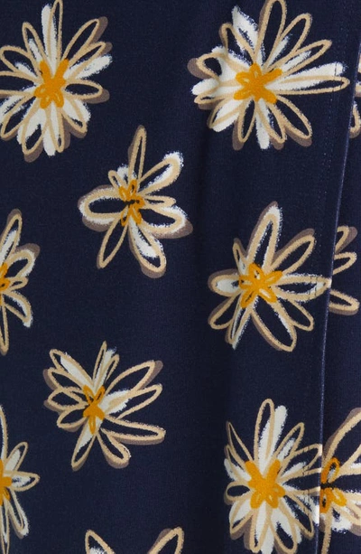 Loveappella Floral Faux Wrap Knit Midi Skirt In Navy