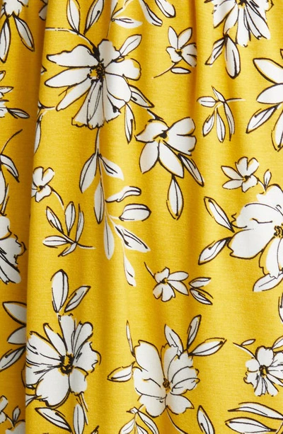 Loveappella Floral Tie Back Surplice V-neck Knit Minidress In Sunflower