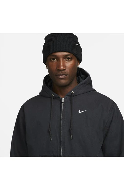 Shop Nike Life Padded Hooded Jacket In Off Noir/ White
