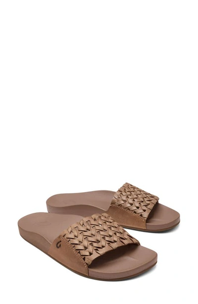 Shop Olukai Kamola Slide Sandal In Tan / Tan