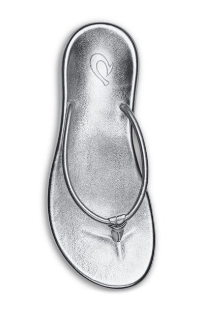 Shop Olukai Huawai Flip Flop In Silver / Silver