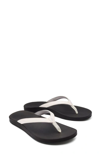 Shop Olukai Puawe Flip Flop In White / Black