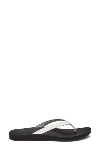 Shop Olukai Puawe Flip Flop In White / Black