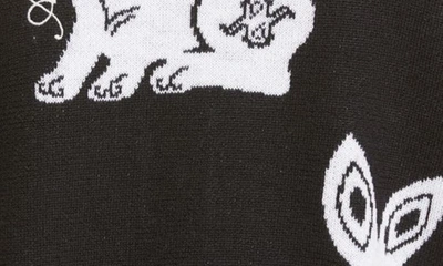 Shop Amiri Rabbit Repeat Jacquard Wool & Silk Cardigan In Black/ White
