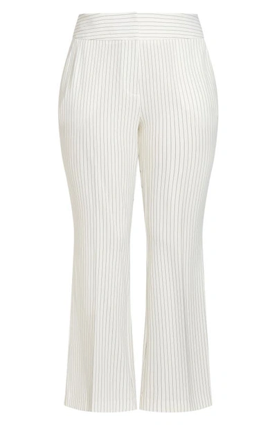Shop City Chic Penelope Pinstripe High Waist Flare Leg Pants In White Pinstripe