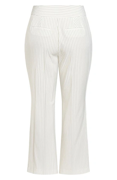 Shop City Chic Penelope Pinstripe High Waist Flare Leg Pants In White Pinstripe