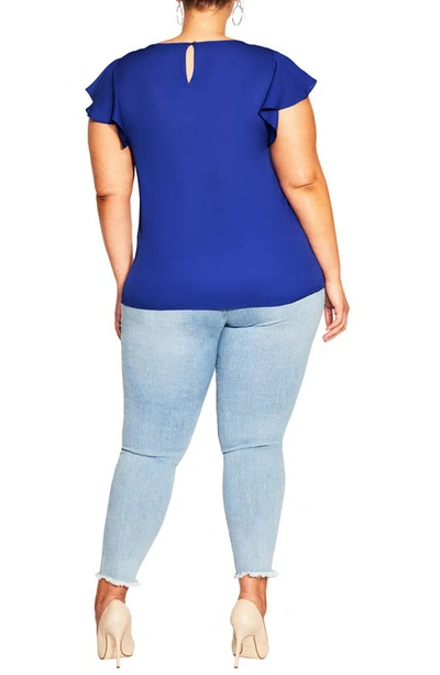 Shop City Chic Sweet Waterfall Top In Royal Blue