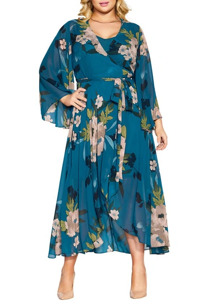 City chic teal dress top
