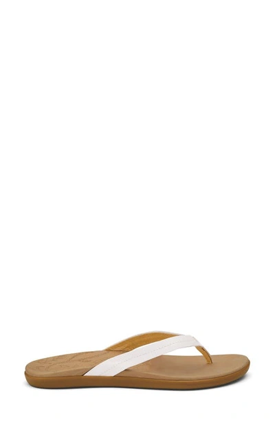 Olukai Honu Flip Flop In Bright White / Golden Sand