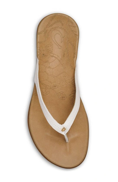 Olukai Honu Flip Flop In Bright White / Golden Sand