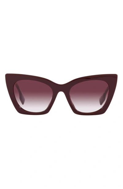 Shop Burberry 52mm Cat Eye Sunglasses In Bordeaux