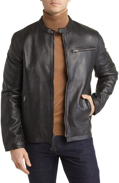 Shop Frye Café Racer Leather Jacket In Black