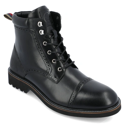 Thomas & Vine Tyrus Leather Cap Toe Combat Boot In Black