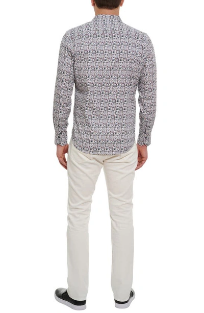 Shop Robert Graham Sundial Print Stretch Cotton Button-up Shirt In White/multi