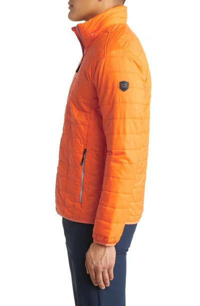 Cutter & Buck Rainier Primaloft Mens Eco Insulated Full Zip Puffer Jacket In Orange