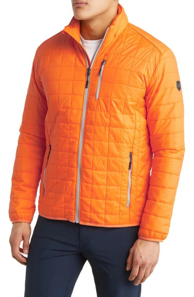 Cutter & Buck Rainier Primaloft Mens Eco Insulated Full Zip Puffer Jacket In Orange