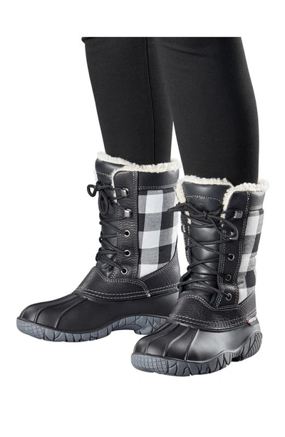 Shop Baffin Jasper Waterproof Winter Boot With Faux Fur Trim In White/ Black Plaid